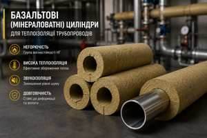Базальтовые (минераловатные цилиндры для теплоизоляции трубопроводов)