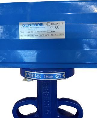 Задвижка Баттерфляй Genebre 2103 с чугунным диском Ду 150 с приводом GNP 135 genebre-2103-14p фото
