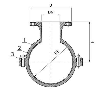 Хомут врезной фланцевый для ПЭ и ПВХ труб Blucast Ду 630/100 hom-blukast-flanec-21 фото