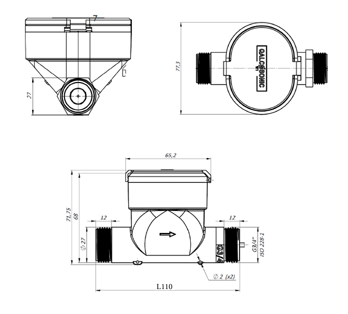 Розміри QALCOSONIC W1 15–2,5 