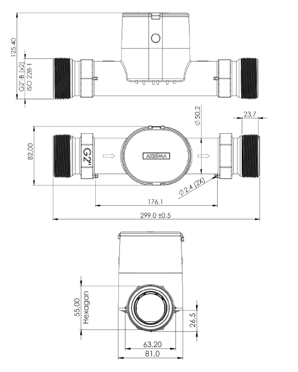 Розміри QALCOSONIC W1 40–16,0
